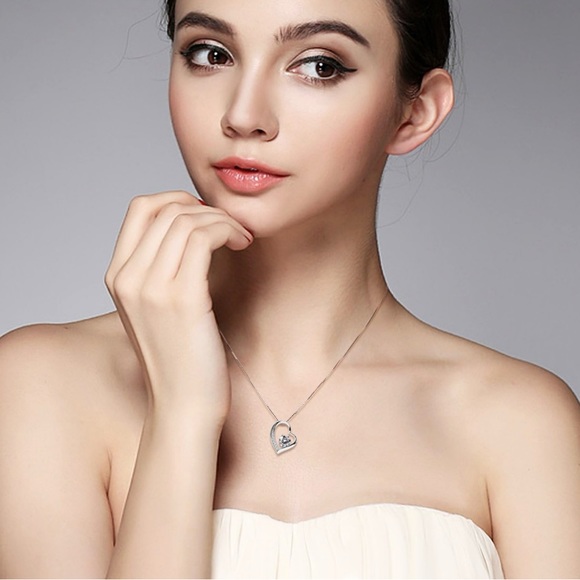 Women Necklace Forever Love Heart Pendant Necklace 925 Sterling Silver Box Chain - Picture 2 of 5